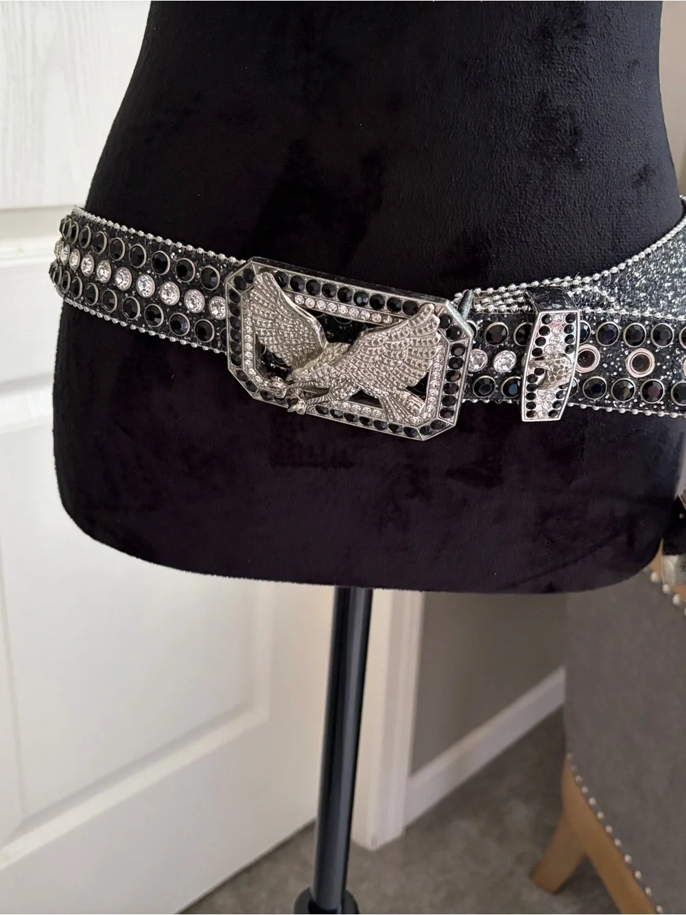 Embellished Black Crystal Men's Western Belt